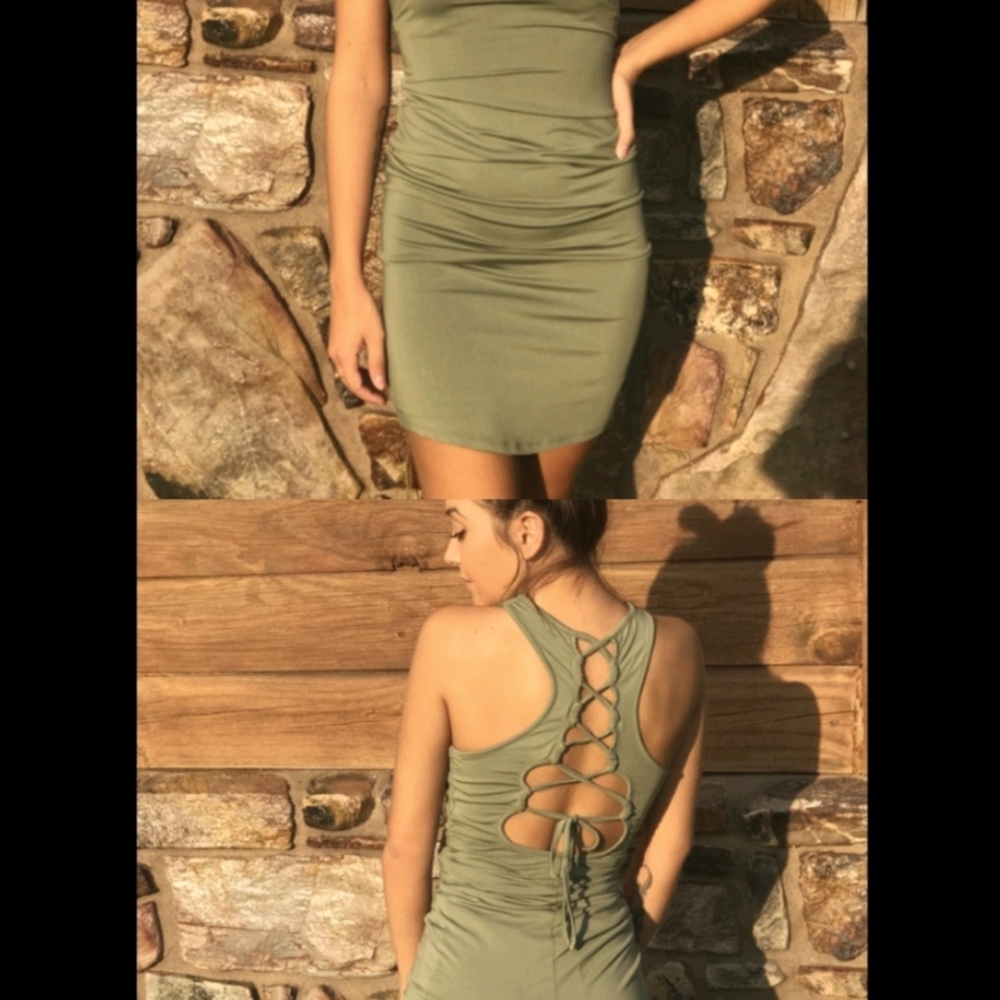 Olive Green Mini Dress
